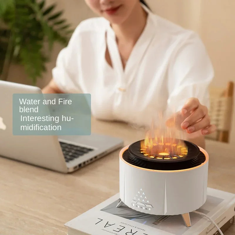 New Product Humidifier with White Noise Flame Aromatherapy Bluetooth Speaker Essential Oil Diffuser for Office and Bedroom